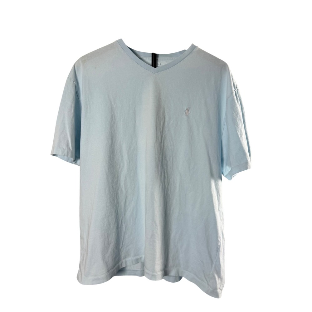 Polo Ralph Lauren Mens XL Light Blue V-Neck T-Shirt Classic Fit Cotton Pony Logo